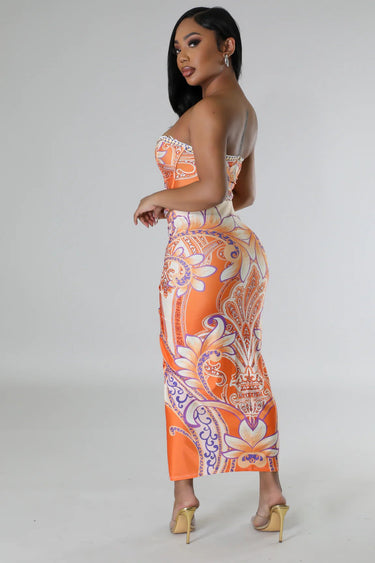 Flirty Date Skirt Set (Orange) - Palazzo Couture Online