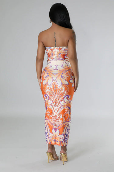 Flirty Date Skirt Set (Orange) - Palazzo Couture Online