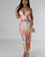 Women's Orange matching skirt set from Palazzo Couture collection