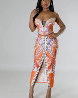 Flirty Date Skirt Set (Orange) side view showing skirt silhouette and fit