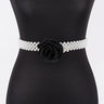 Floral Elegance Faux Pearl Stretch Belt Black - Palazzo Couture Online