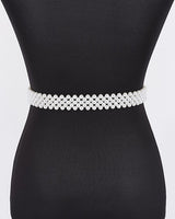Floral Elegance Faux Pearl Stretch Belt Ivory - Palazzo Couture Online