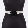 Floral Elegance Faux Pearl Stretch Belt Black for women - fashion belt by Palazzo Couture