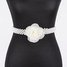 Floral Elegance Faux Pearl Stretch Belt Ivory for women - fashion belt by Palazzo Couture