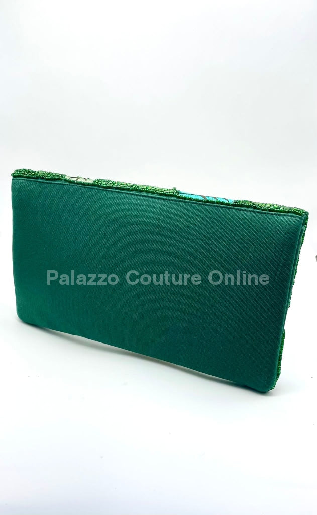 Floral Embroidery Pattern Fabric Envelope (Green) Hand Bag