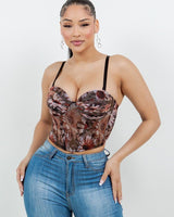 Floral Muse Corset Top – Brown - Palazzo Couture Online