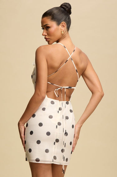 Floral Pop Polka Dot Mini Dress - Ivory/Black - Palazzo Couture Online