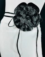 Floral Radiance Convertible Leather Wrap Belt & Choker (Black) - Palazzo Couture Online