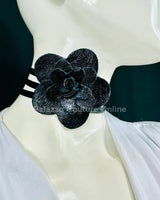 Floral Radiance Convertible Leather Wrap Belt & Choker (Black) - Palazzo Couture Online