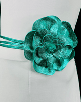 Floral Radiance Convertible Leather Wrap Belt & Choker (Turquoise) - Palazzo Couture Online