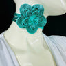 Floral Radiance Leather Flower Choker & Wrap Belt – Turquoise for women - fashion belt by Palazzo Couture