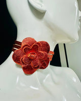 Floral Radiance Leather Wrap Belt & Choker – Orange for women - fashion belt by Palazzo Couture