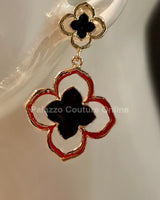 Florence Hanging Clover Earrings (Black) - Palazzo Couture Online