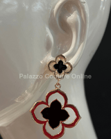 Florence Hanging Clover Earrings (Black) - Palazzo Couture Online