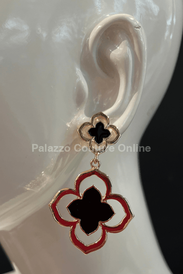 Florence Hanging Clover Earrings (Black) - Palazzo Couture Online