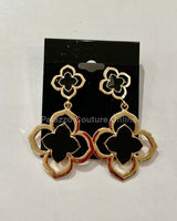Florence Hanging Clover Earrings (Black) - Palazzo Couture Online