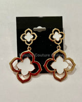 Florence Hanging Clover Earrings (White) - Palazzo Couture Online