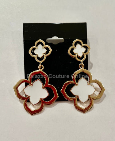 Florence Hanging Clover Earrings (White) - Palazzo Couture Online