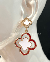 Florence Hanging Clover Earrings (White) - Palazzo Couture Online