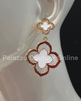 Florence Hanging Clover Earrings (White) - Palazzo Couture Online