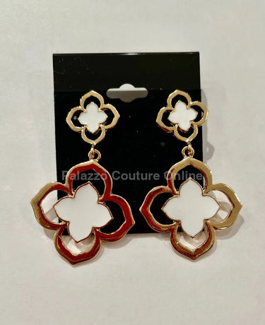 Florence Hanging Clover  Earrings (White) - trendy women's jewelry