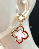Florence Hanging Clover  Earrings (White) for women - fashion jewelry by Palazzo Couture