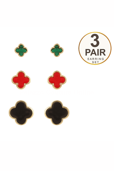 Flower Stud 3 Pair Set Earring - Palazzo Couture Online