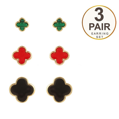 Flower Stud 3 Pair Set Earring One Size / Multi Earrings