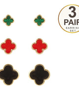Flower Stud 3 Pair Set Earring - women's statement jewelry
