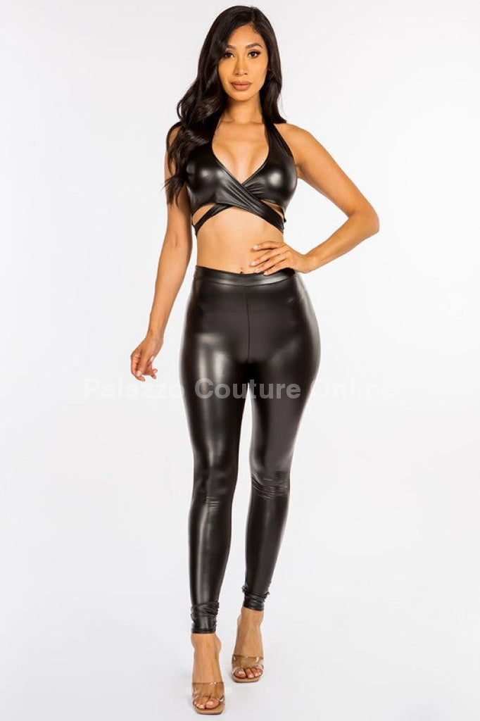 Follow me around Leggings Set Black Palazzo Couture Online