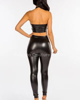 Elegant Black matching two piece pant set styled for going out