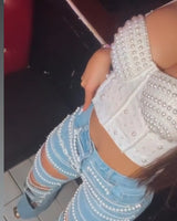 Forever Love Pearl Corset Top (White) - Palazzo Couture Online