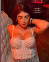 Forever Love Pearl Corset Top (White) - Palazzo Couture Online