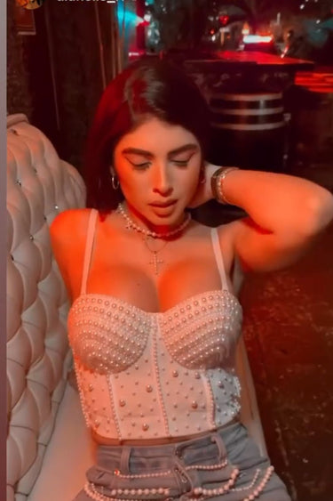 Forever Love Pearl Corset Top (White) - Palazzo Couture Online