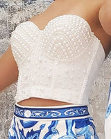 Forever Love Pearl Corset Top (White) - Palazzo Couture Online