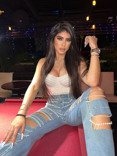 Forever Love Pearl Corset Top (White) - Palazzo Couture Online