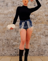 Within a Dream Embellished Denim Shorts front view