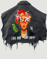 Frida Muse Crop Vest (Black Denim) - Palazzo Couture Online