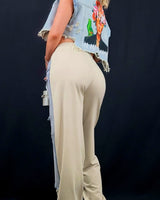 Frida Muse Crop Vest (Blue Denim) - Palazzo Couture Online