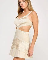 Women's Ivory mini dress cutout style back view
