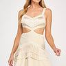 Fringe Escape Cutout Mini Dress Ivory front view showing mini dress silhouette