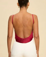 Fringe Open Back Fringe Top in Wine with Adjustable Straps - women's cropped top