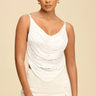 Fringe Open Back Fringe Top in White with Adjustable Straps for women - crop top by Palazzo Couture