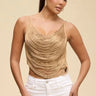 Fringe Open Back Fringe Top in Sand with Adjustable Straps for women - crop top by Palazzo Couture
