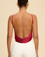 Fringe Open Back Top - Wine - Palazzo Couture Online