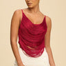 Fringe Open Back Top - Wine - Palazzo Couture Online