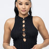 Frog Button Detail Top (Black) for women - top by Palazzo Couture