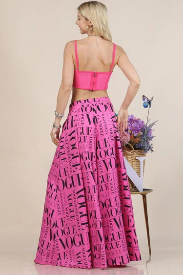 Pink Vogue Print Graphic Palazzo Pants - view 3