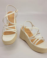 Elegant strappy White sandals with cushioned sole