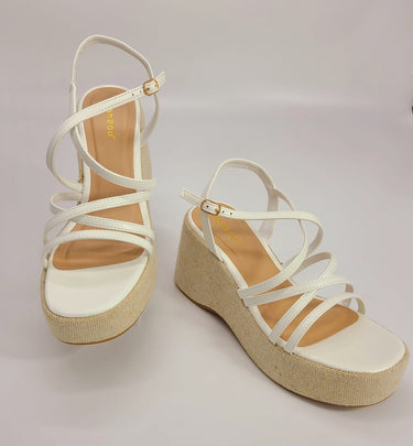 Elegant strappy White sandals with cushioned sole